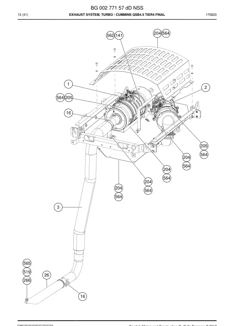 BG00277550a BG 002 775 50a Purifier, exhaust - Sandvik Technical Drawing