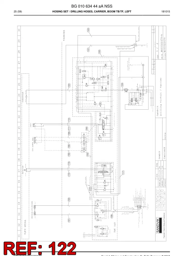 BG00277830b BG 002 778 30b Hose Assembly, Hydraulic - Sandvik Technical Drawing