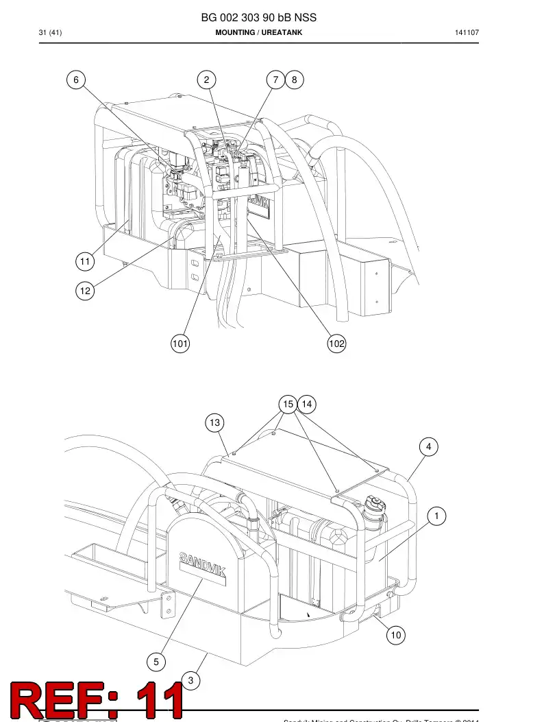 BG00277923a BG 002 779 23a Clip, Mounting - Sandvik Technical Drawing