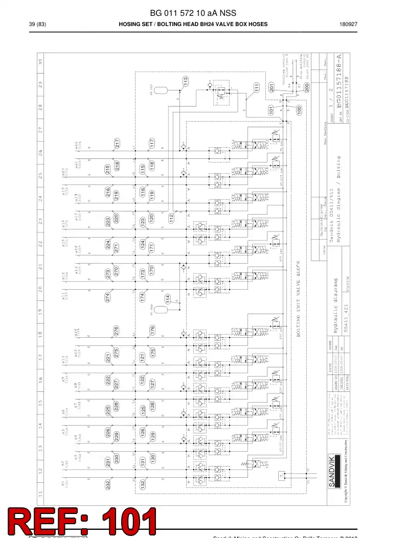 BG00278240a BG 002 782 40a Hose Assembly, Hydraulic - Sandvik Technical Drawing