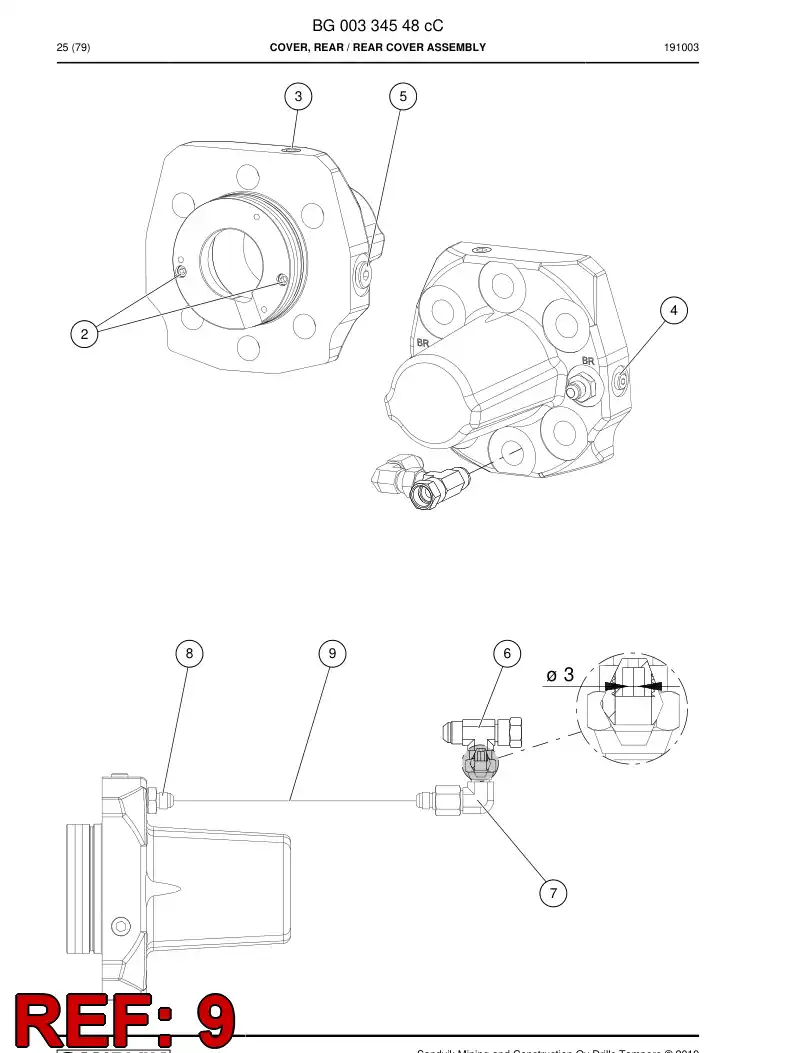 BG00278246a BG 002 782 46a Hose Assembly, Hydraulic - Sandvik Technical Drawing