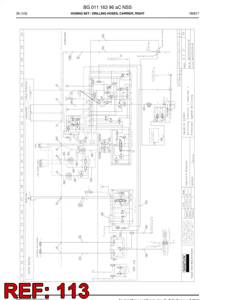 BG00278250a BG 002 782 50a Hose Assembly, Hydraulic - Sandvik Technical Drawing
