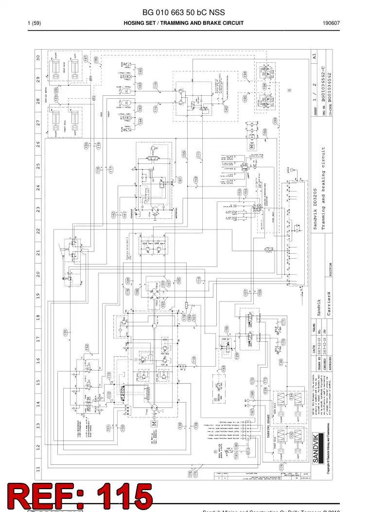 BG00278252a BG 002 782 52a Hose Assembly, Hydraulic - Sandvik Technical Drawing