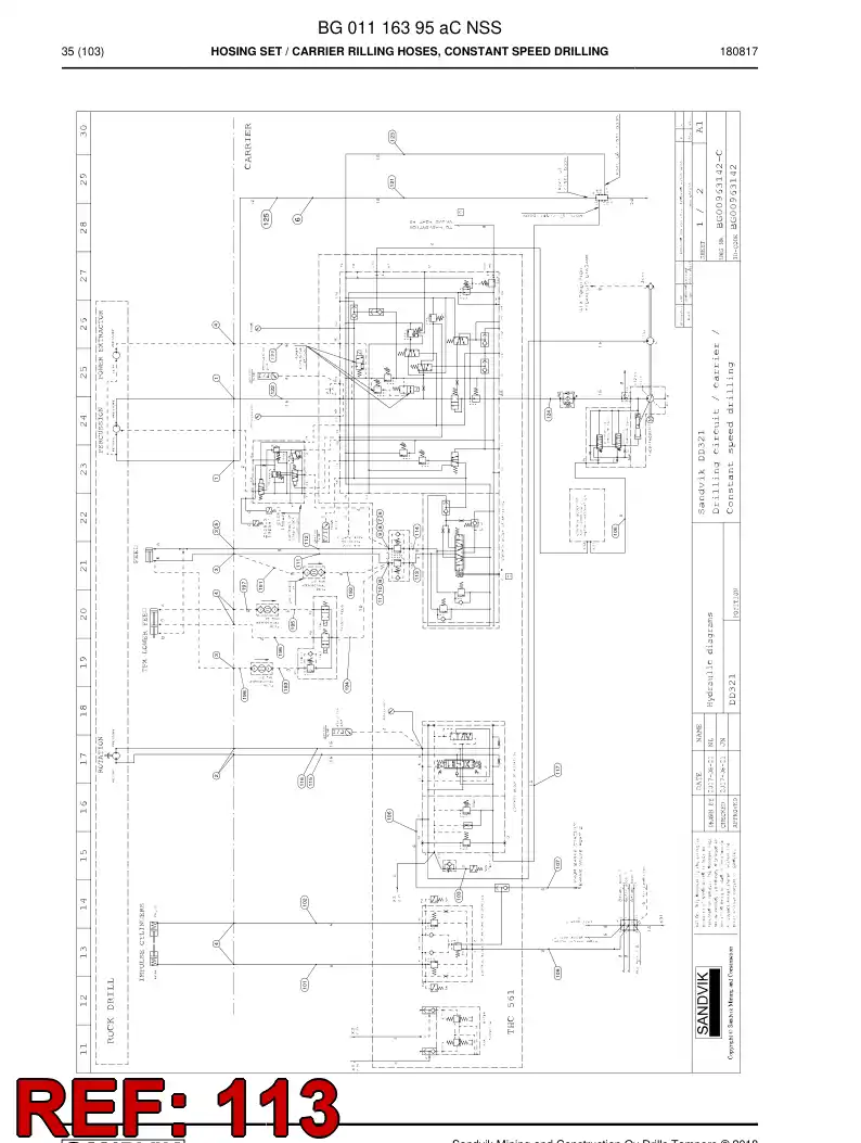 BG00278254a BG 002 782 54a Hose Assembly, Hydraulic - Sandvik Technical Drawing
