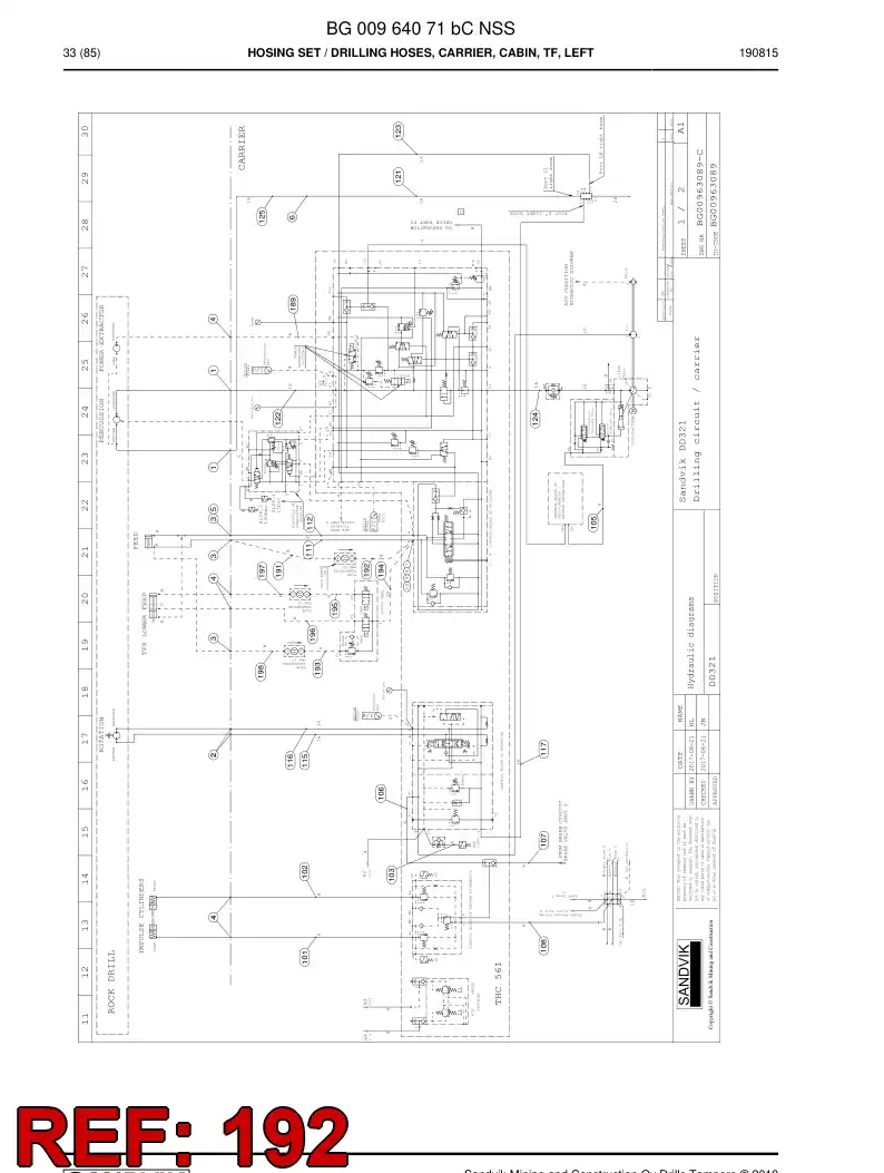 BG00278258a BG 002 782 58a Hose Assembly, Hydraulic - Sandvik Technical Drawing