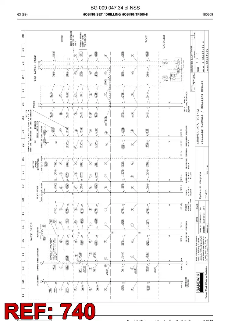 BG00278259a BG 002 782 59a Hose Assembly, Hydraulic - Sandvik Technical Drawing