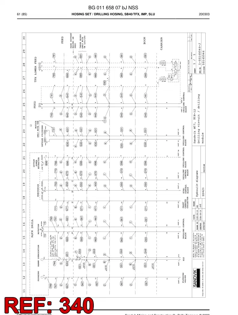 BG00278269a BG 002 782 69a Hose Assembly, Hydraulic - Sandvik Technical Drawing
