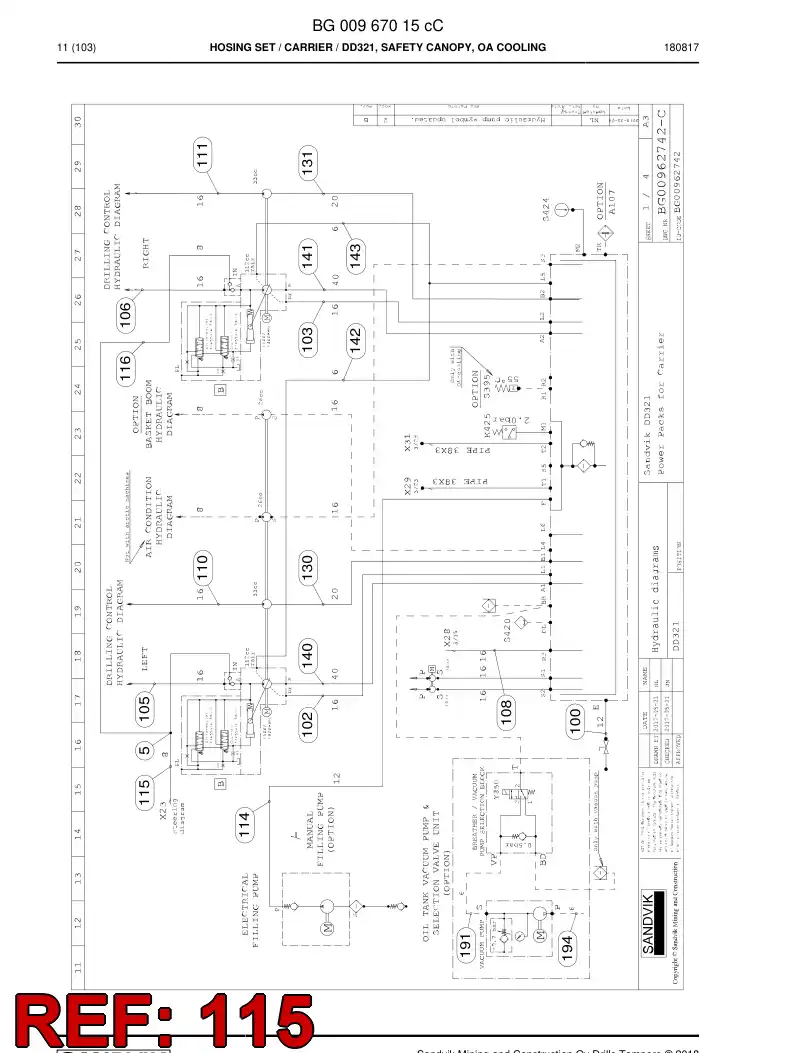 BG00278270a BG 002 782 70a Hose Assembly, Hydraulic - Sandvik Technical Drawing
