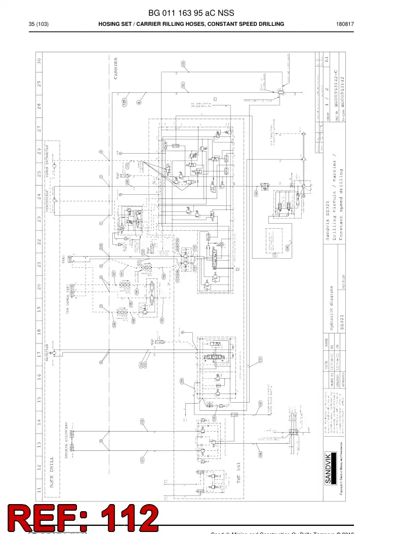 BG00278273a BG 002 782 73a Hose Assembly, Hydraulic - Sandvik Technical Drawing