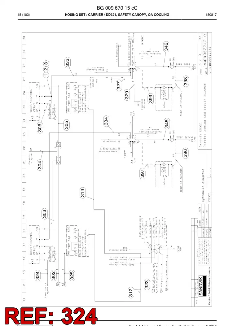 BG00278275a BG 002 782 75a Hose Assembly, Hydraulic - Sandvik Technical Drawing