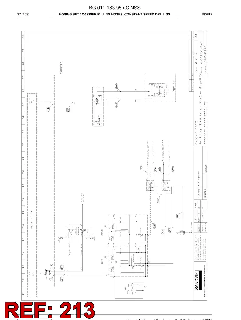 BG00278278a BG 002 782 78a Hose Assembly, Hydraulic - Sandvik Technical Drawing