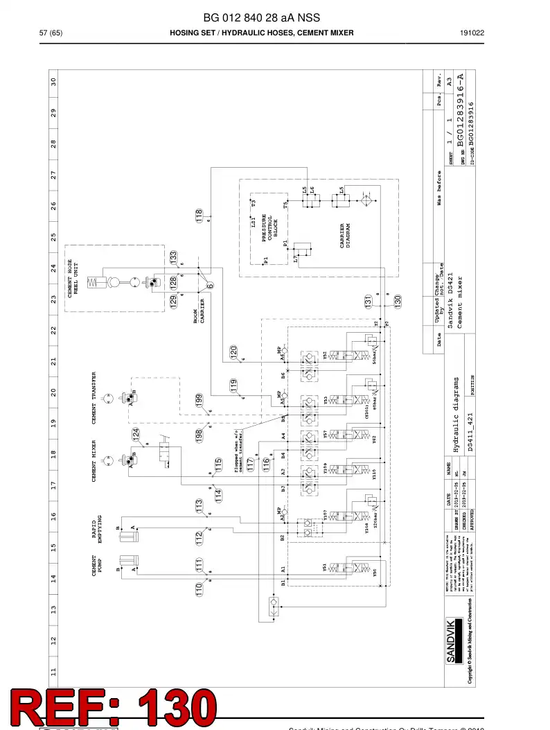 BG00278284a BG 002 782 84a Hose Assembly, Hydraulic - Sandvik Technical Drawing