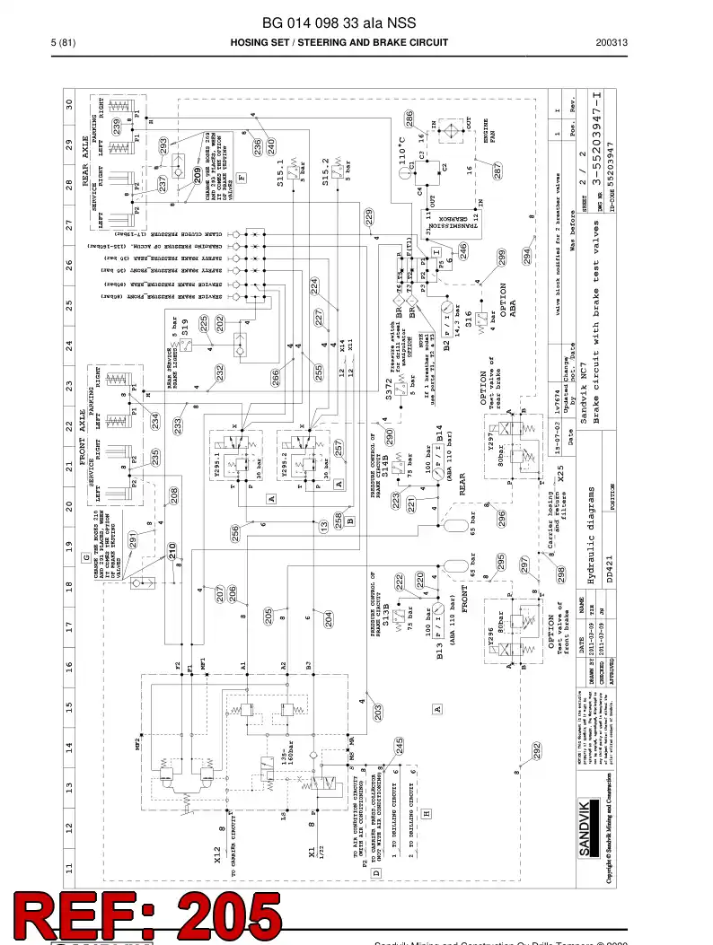 BG00278333b BG 002 783 33b Hose Assembly, Hydraulic - Sandvik Technical Drawing