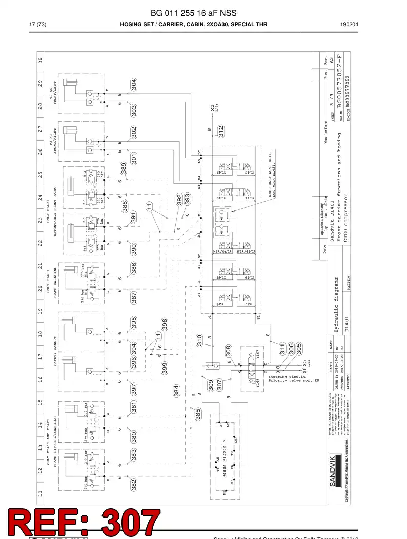 BG00278352b BG 002 783 52b Hose Assembly, Hydraulic - Sandvik Technical Drawing
