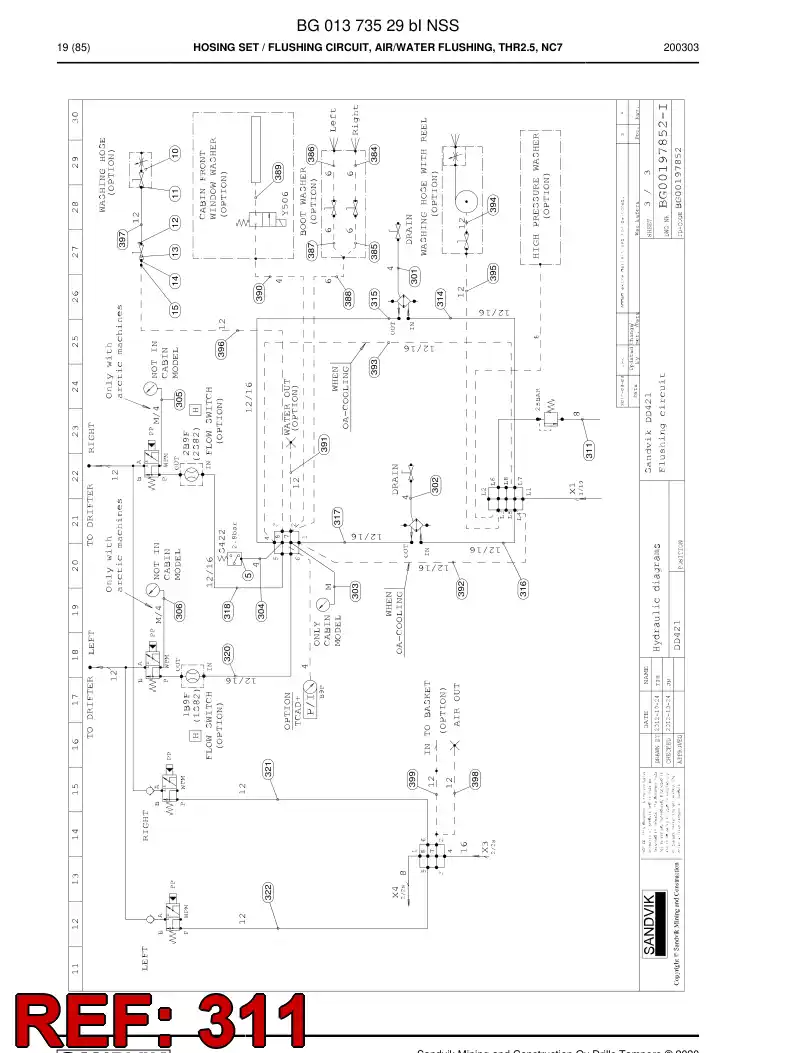 BG00278404a BG 002 784 04a Hose Assembly, Hydraulic - Sandvik Technical Drawing