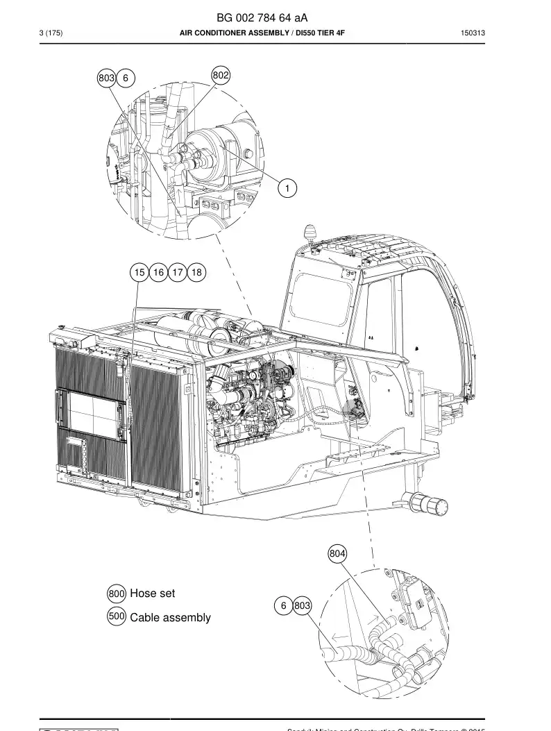 BG00278464a BG 002 784 64a Air Conditioner Assembly - Sandvik Technical Drawing