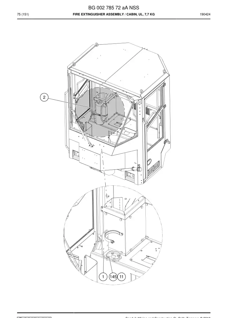 BG00278572a BG 002 785 72a Fire Extinguisher Assembly - Sandvik Technical Drawing