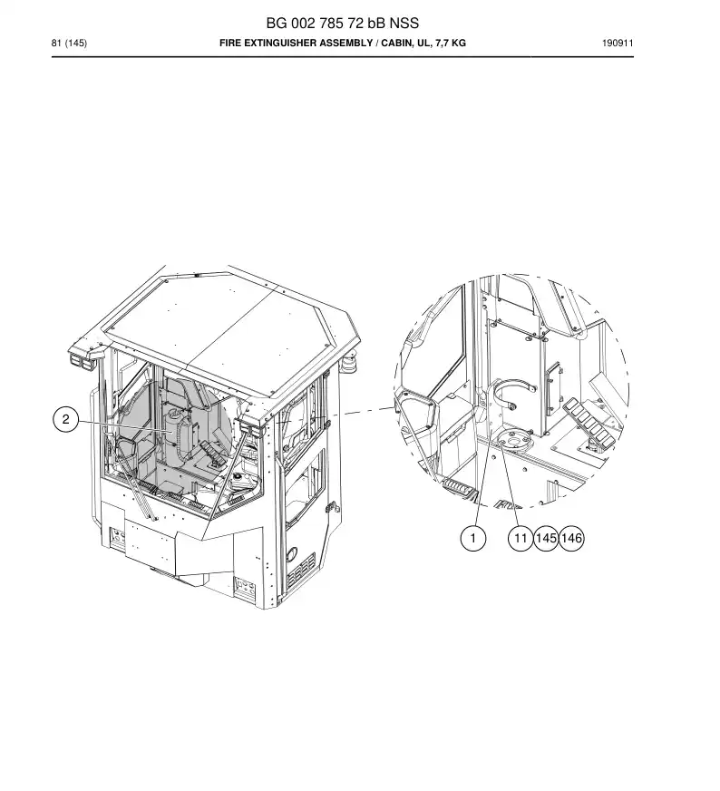 BG00278572b BG 002 785 72b Fire Extinguisher Assembly - Sandvik Technical Drawing