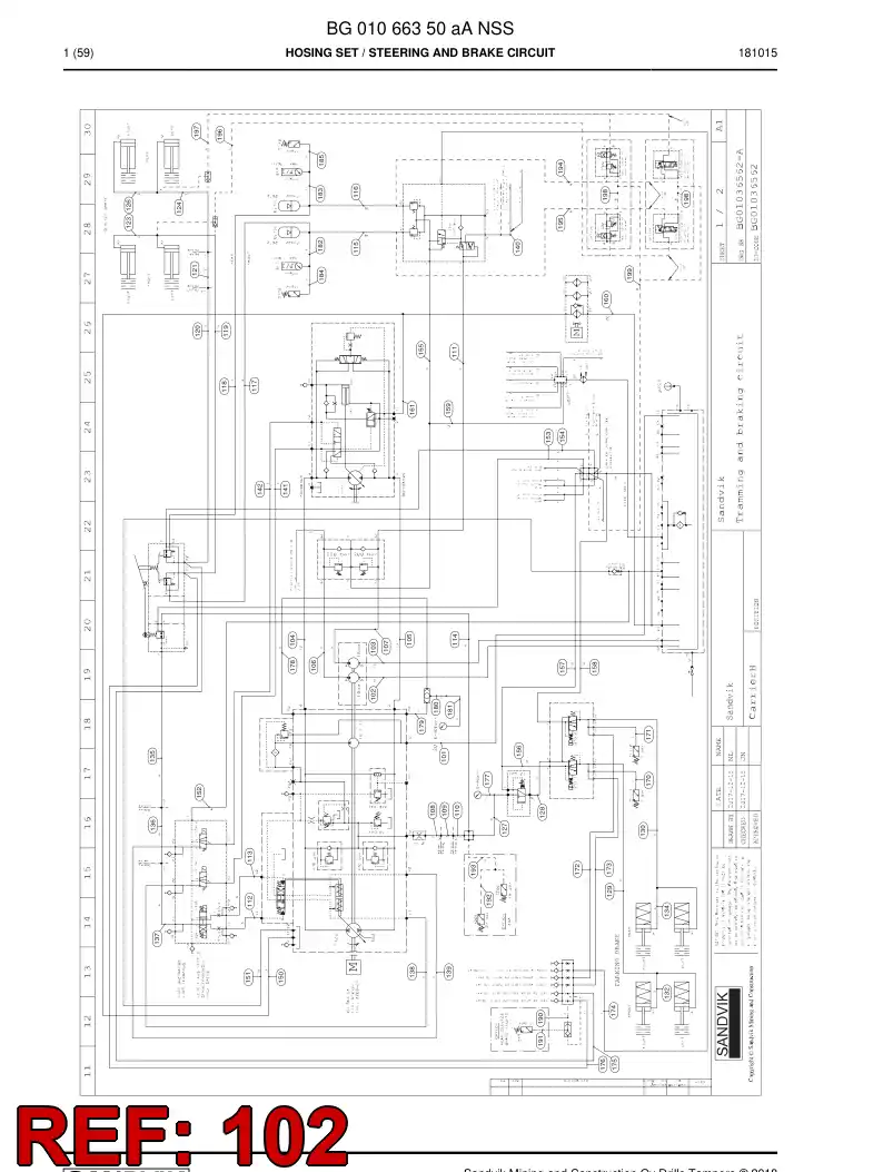 BG00278705a BG 002 787 05a Hose Assembly, Hydraulic - Sandvik Technical Drawing
