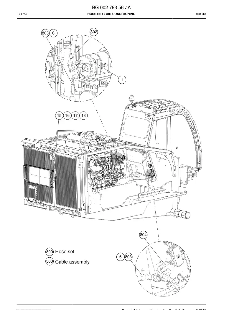 BG00279356b BG 002 793 56b Hose Set - Sandvik Technical Drawing