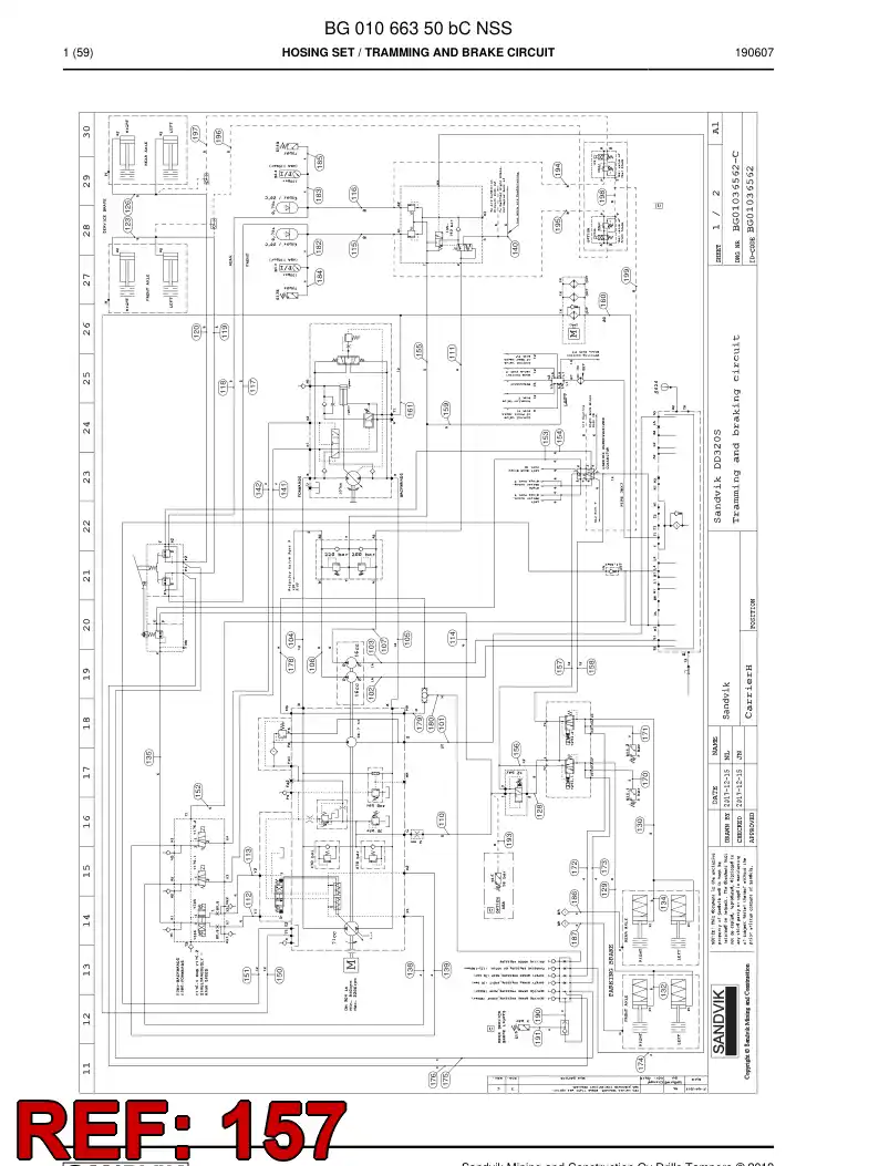 BG00279515a BG 002 795 15a Hose Assembly, Hydraulic - Sandvik Technical Drawing