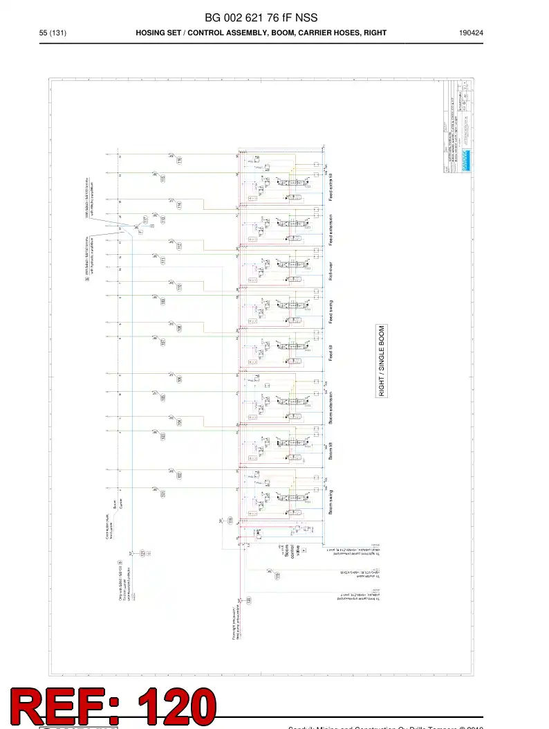 BG00279523a BG 002 795 23a Hose Assembly, Hydraulic - Sandvik Technical Drawing
