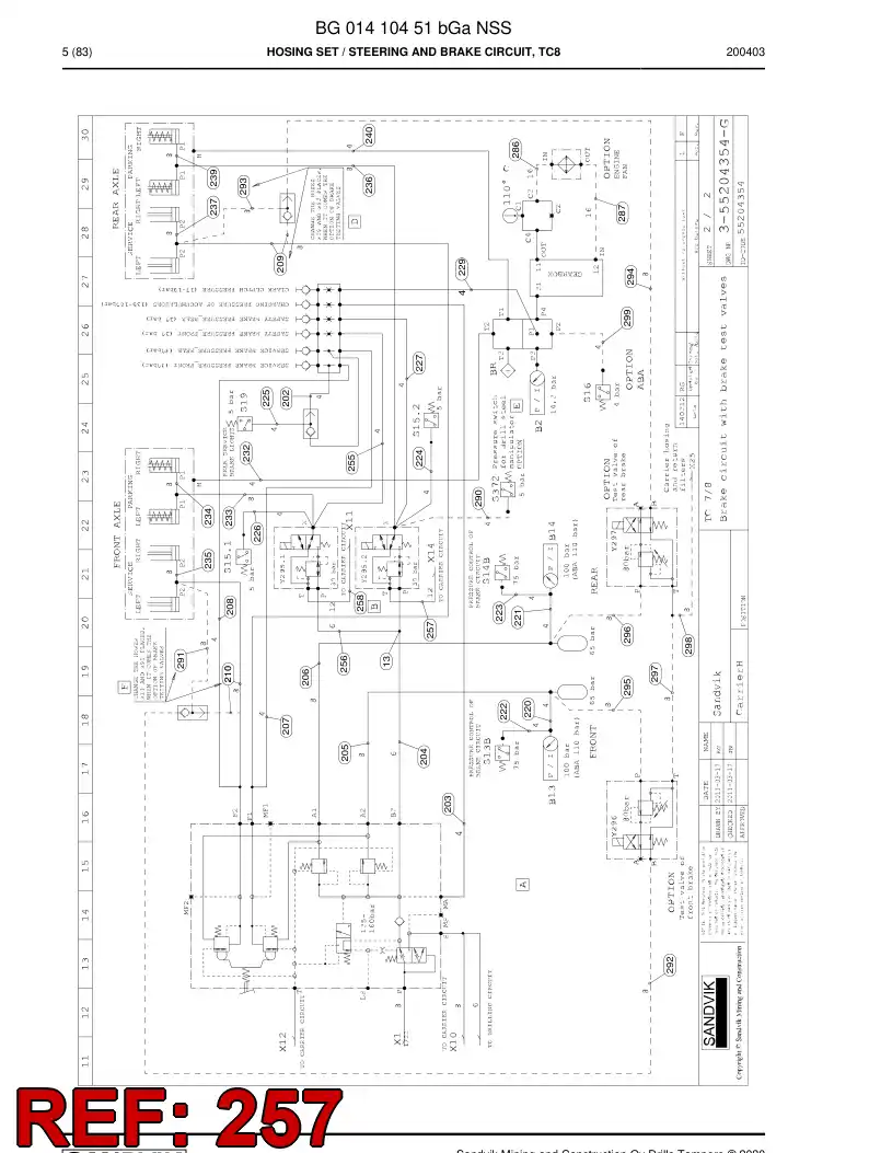 BG00279536a BG 002 795 36a Hose Assembly, Hydraulic - Sandvik Technical Drawing