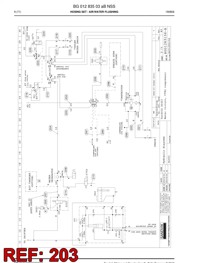 BG00279539a BG 002 795 39a Hose Assembly, Hydraulic - Sandvik Technical Drawing