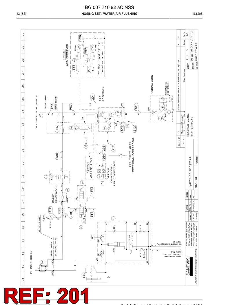 BG00279540a BG 002 795 40a Hose Assembly, Hydraulic - Sandvik Technical Drawing
