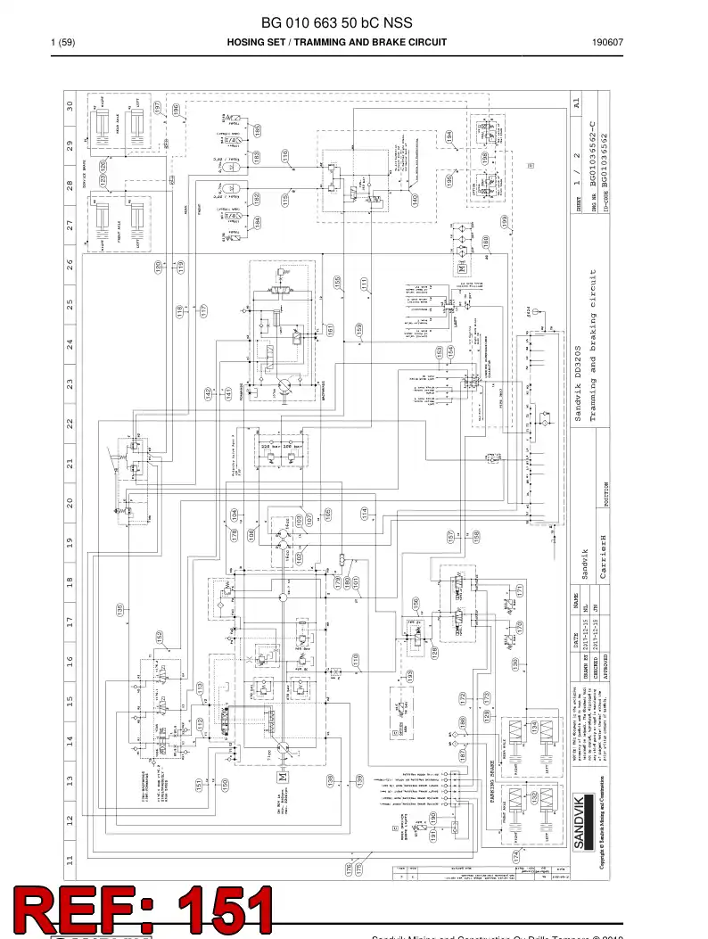 BG00279624a BG 002 796 24a Hose Assembly, Hydraulic - Sandvik Technical Drawing