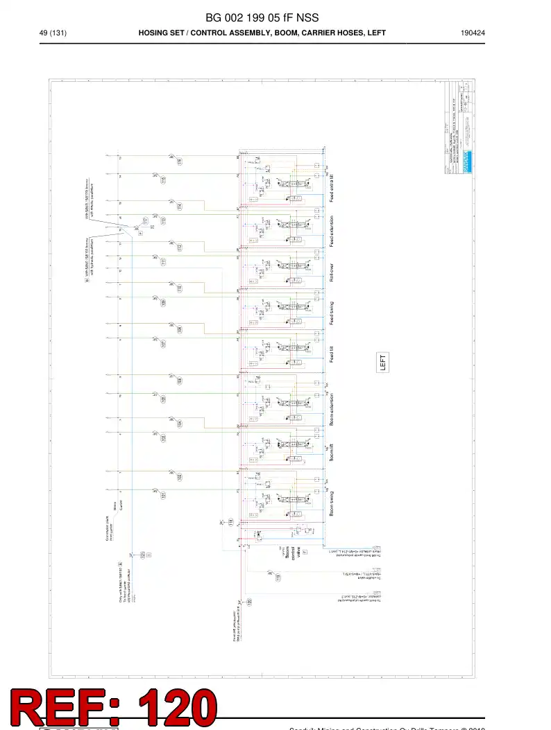 BG00279635a BG 002 796 35a Hose Assembly, Hydraulic - Sandvik Technical Drawing