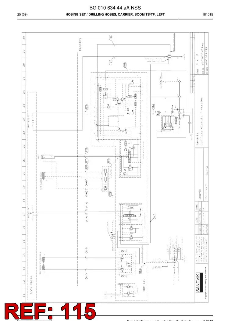 BG00280427a BG 002 804 27a Hose Assembly, Hydraulic - Sandvik Technical Drawing