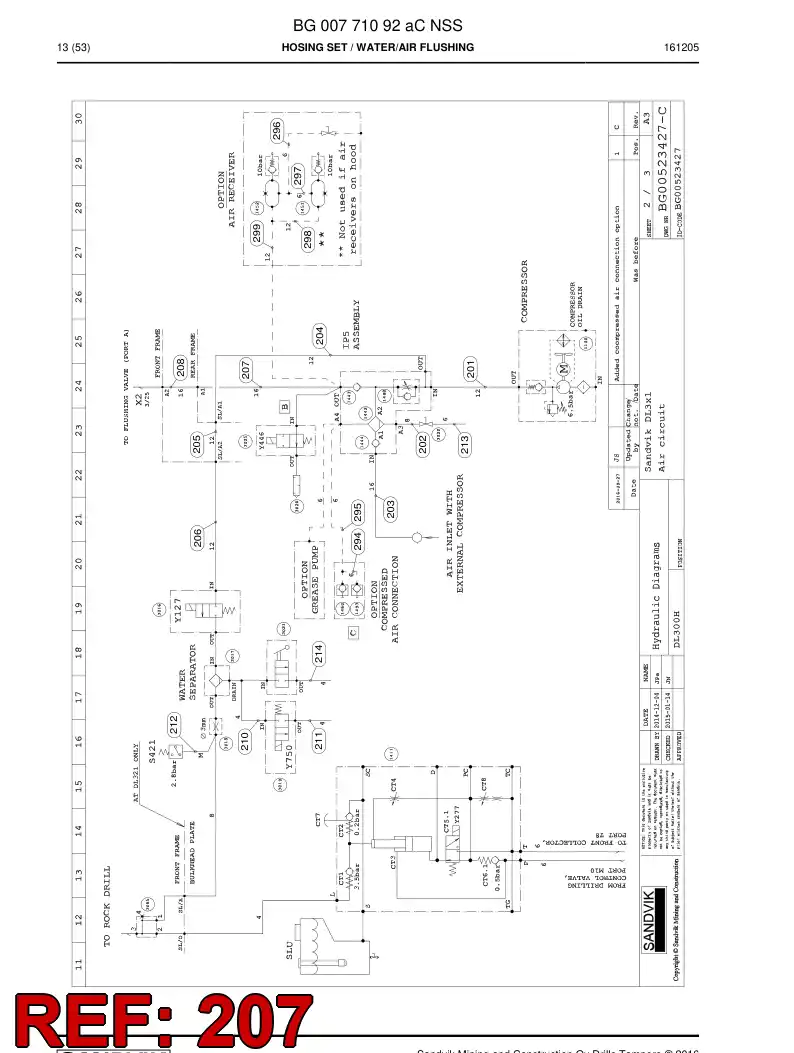 BG00280445a BG 002 804 45a Hose Assembly, Hydraulic - Sandvik Technical Drawing