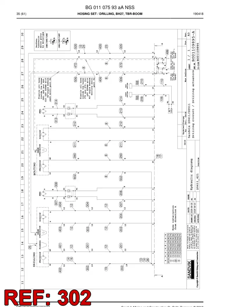 BG00280448a BG 002 804 48a Hose Assembly, Hydraulic - Sandvik Technical Drawing