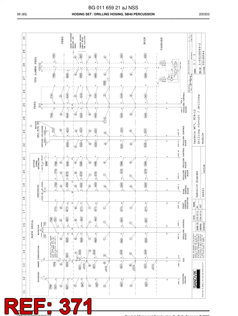 BG00280450a BG 002 804 50a Hose Assembly, Hydraulic - Sandvik Technical Drawing