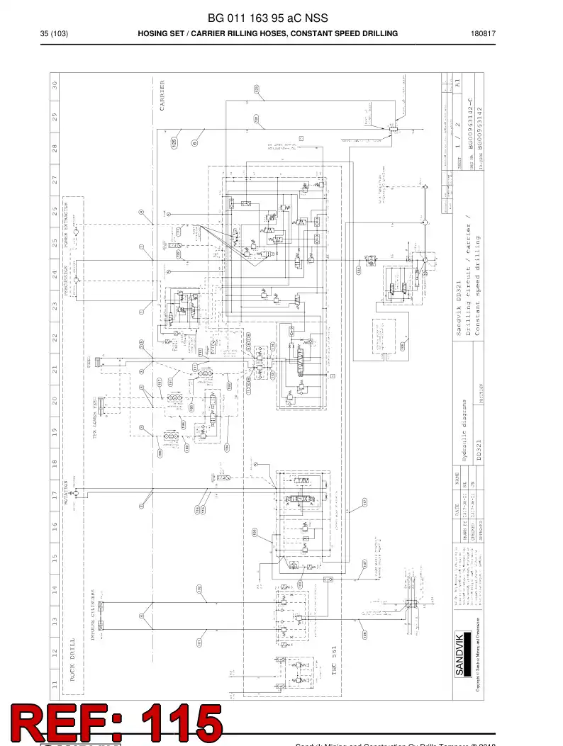BG00280451b BG 002 804 51b Hose Assembly, Hydraulic - Sandvik Technical Drawing