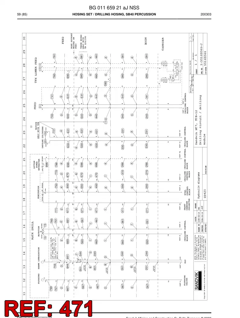 BG00280453b BG 002 804 53b Hose Assembly, Hydraulic - Sandvik Technical Drawing