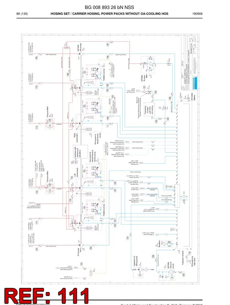 BG00280458a BG 002 804 58a Hose Assembly, Hydraulic - Sandvik Technical Drawing