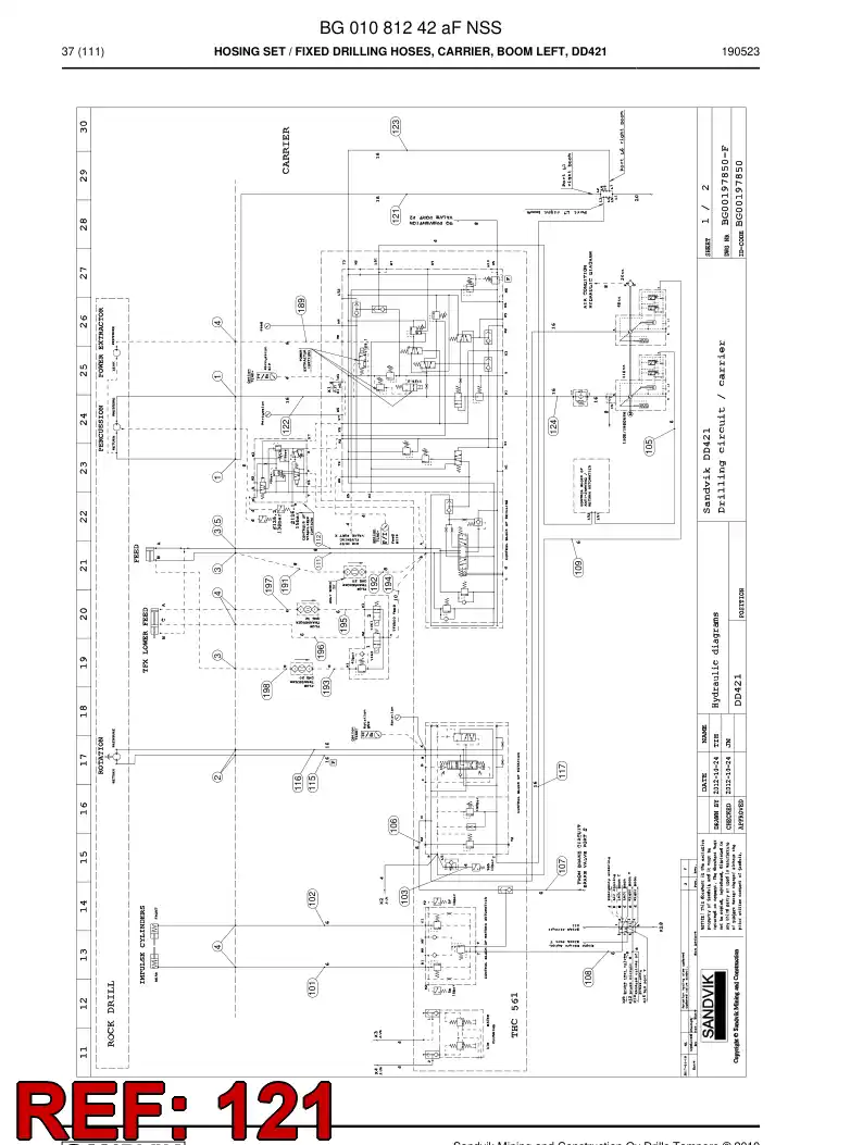 BG00280460b BG 002 804 60b Hose Assembly, Hydraulic - Sandvik Technical Drawing