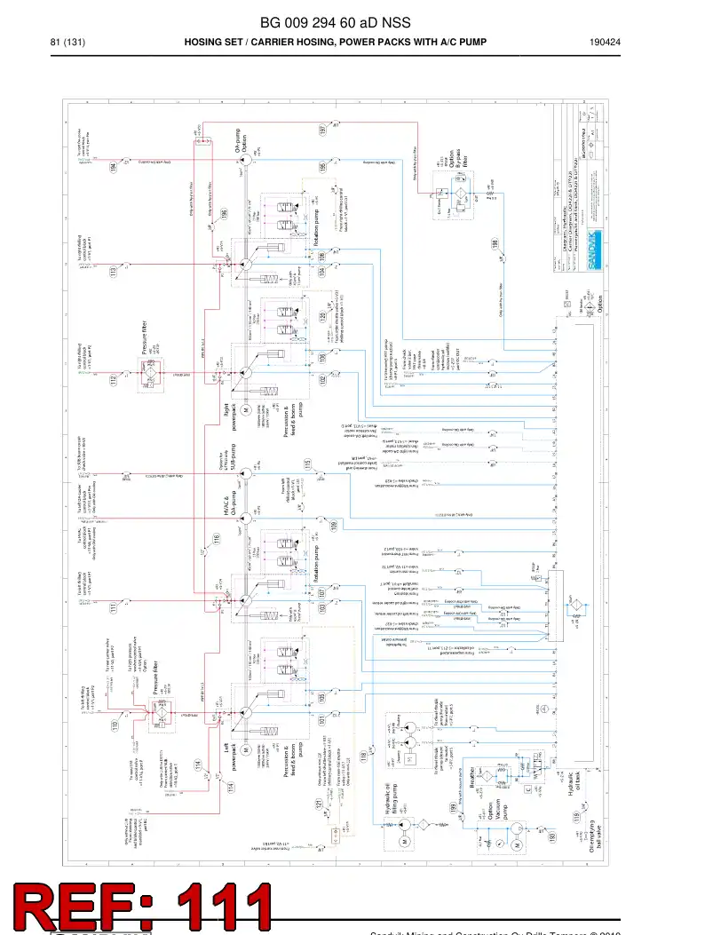 BG00280461a BG 002 804 61a Hose Assembly, Hydraulic - Sandvik Technical Drawing