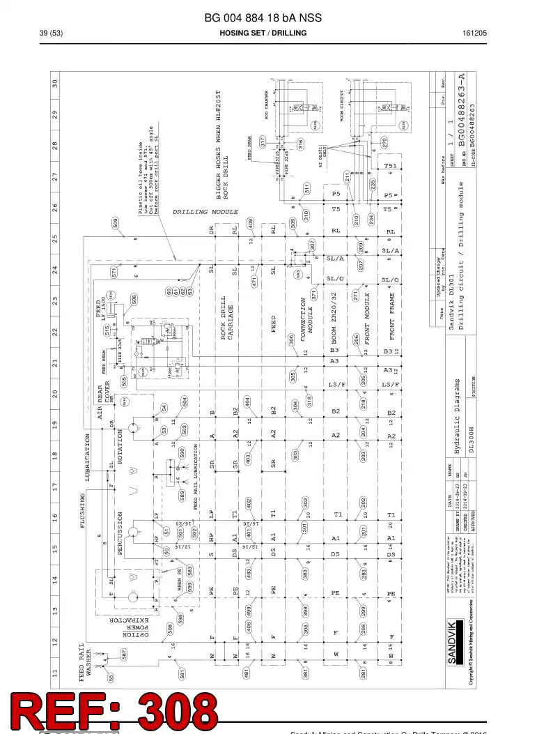 BG00280463a BG 002 804 63a Hose Assembly, Hydraulic - Sandvik Technical Drawing