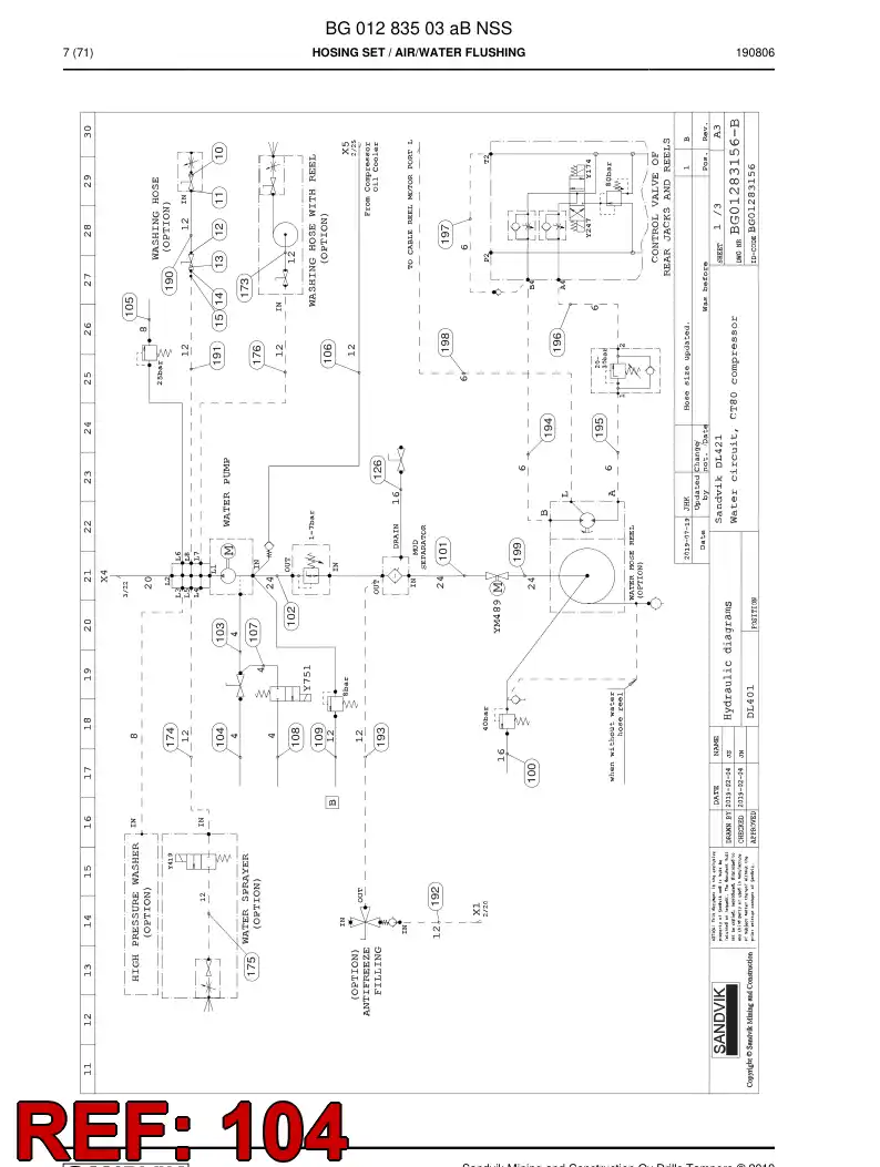BG00280586b BG 002 805 86b Hose Assembly, Hydraulic - Sandvik Technical Drawing