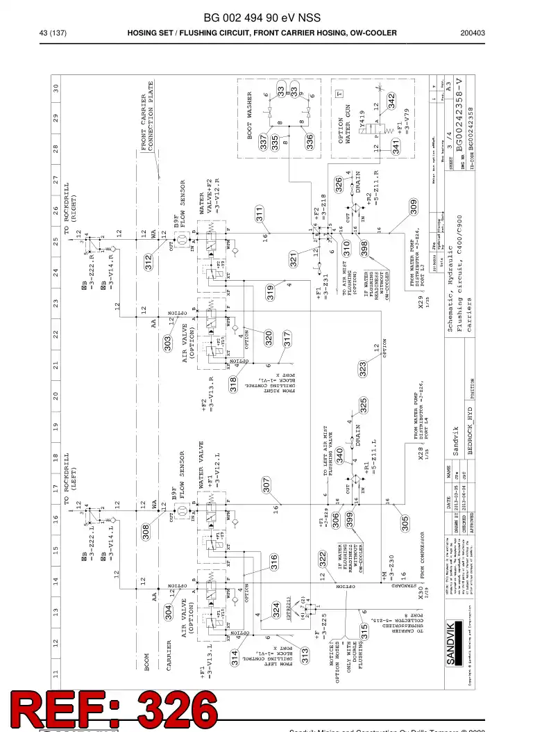 BG00280592a BG 002 805 92a Hose Assembly, Hydraulic - Sandvik Technical Drawing