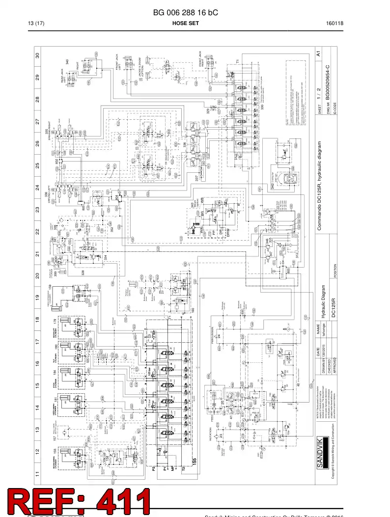 BG00280608a BG 002 806 08a Hose Assembly, Hydraulic - Sandvik Technical Drawing