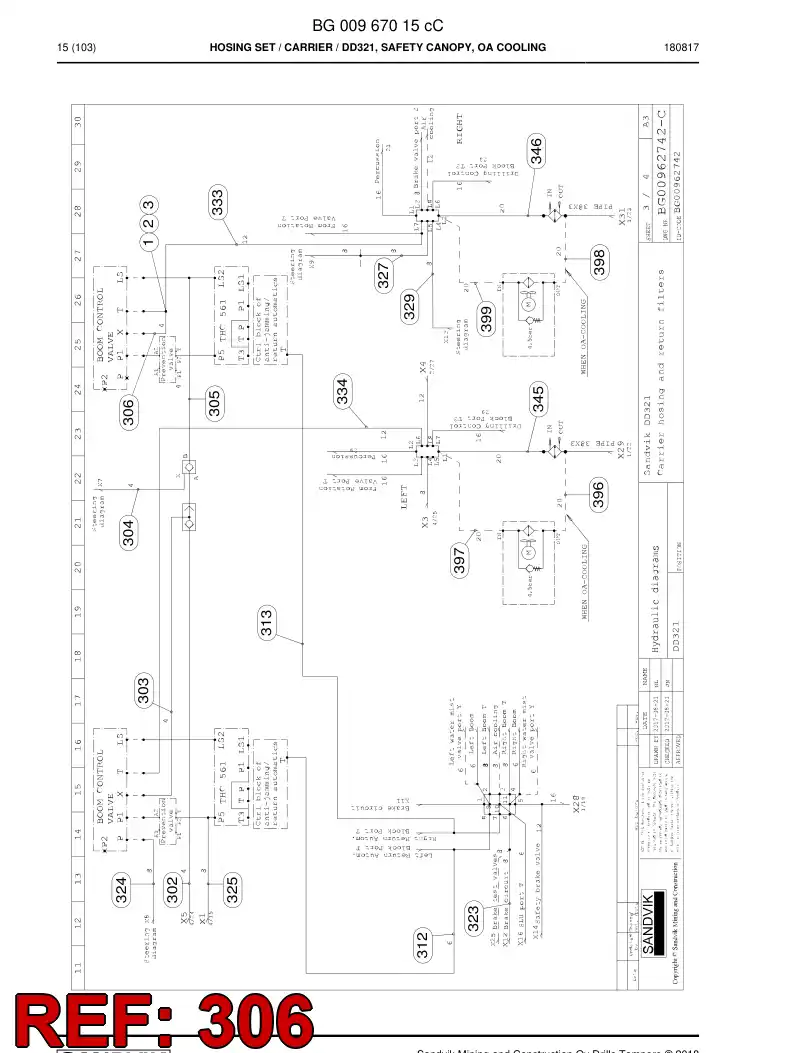 BG00280657a BG 002 806 57a Hose Assembly, Hydraulic - Sandvik Technical Drawing