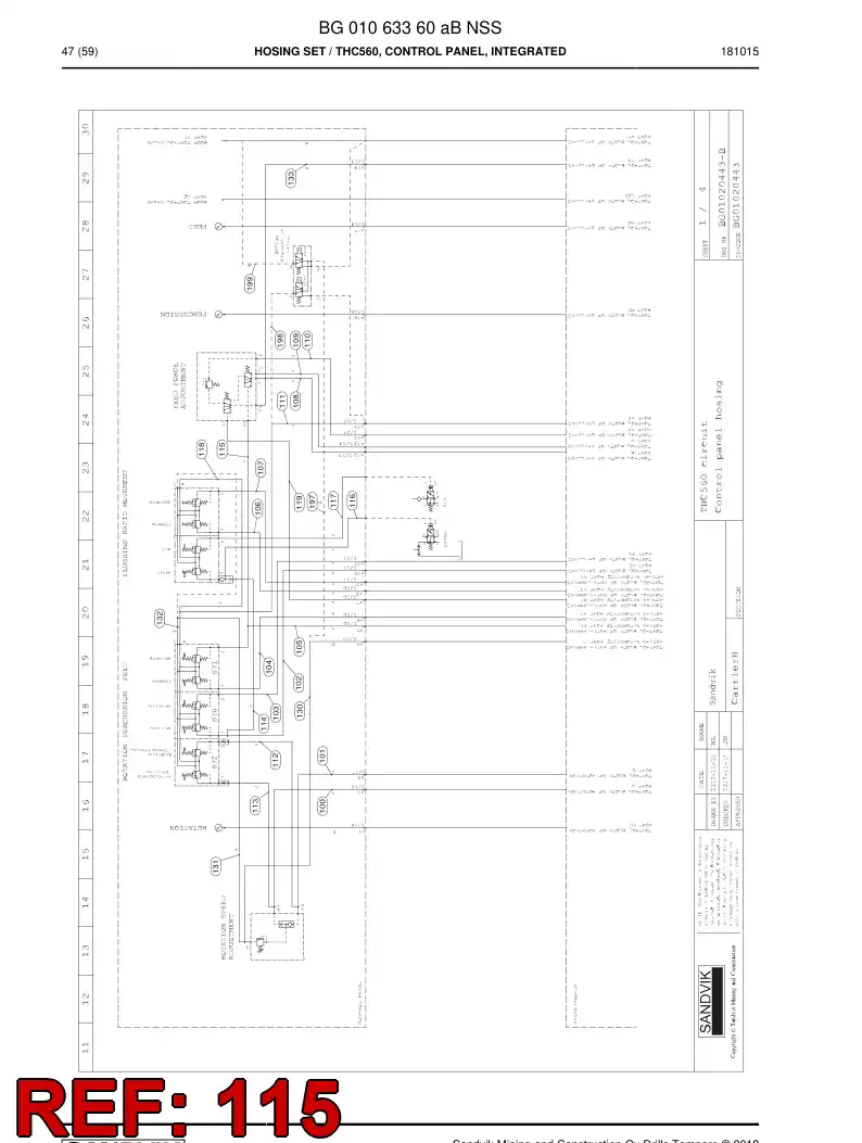 BG00280659a BG 002 806 59a Hose Assembly, Hydraulic - Sandvik Technical Drawing
