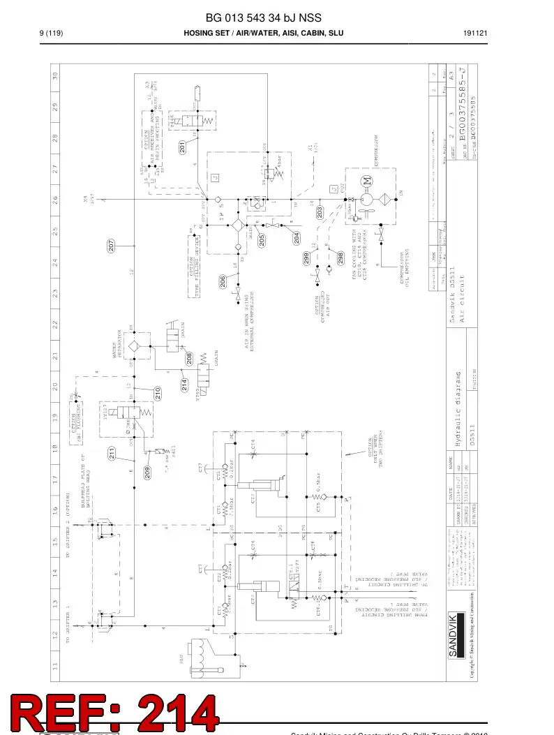 BG00280662a BG 002 806 62a Hose Assembly, Hydraulic - Sandvik Technical Drawing