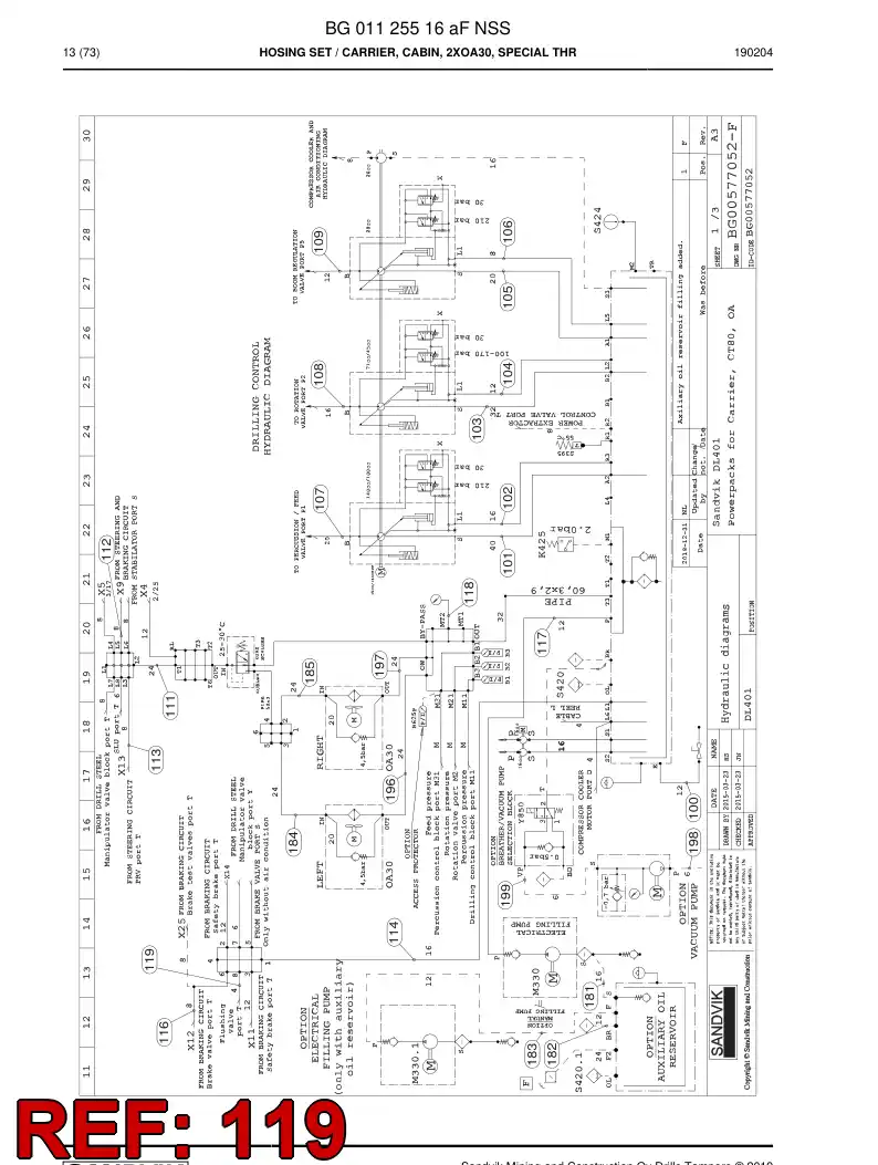BG00280672a BG 002 806 72a Hose Assembly, Hydraulic - Sandvik Technical Drawing
