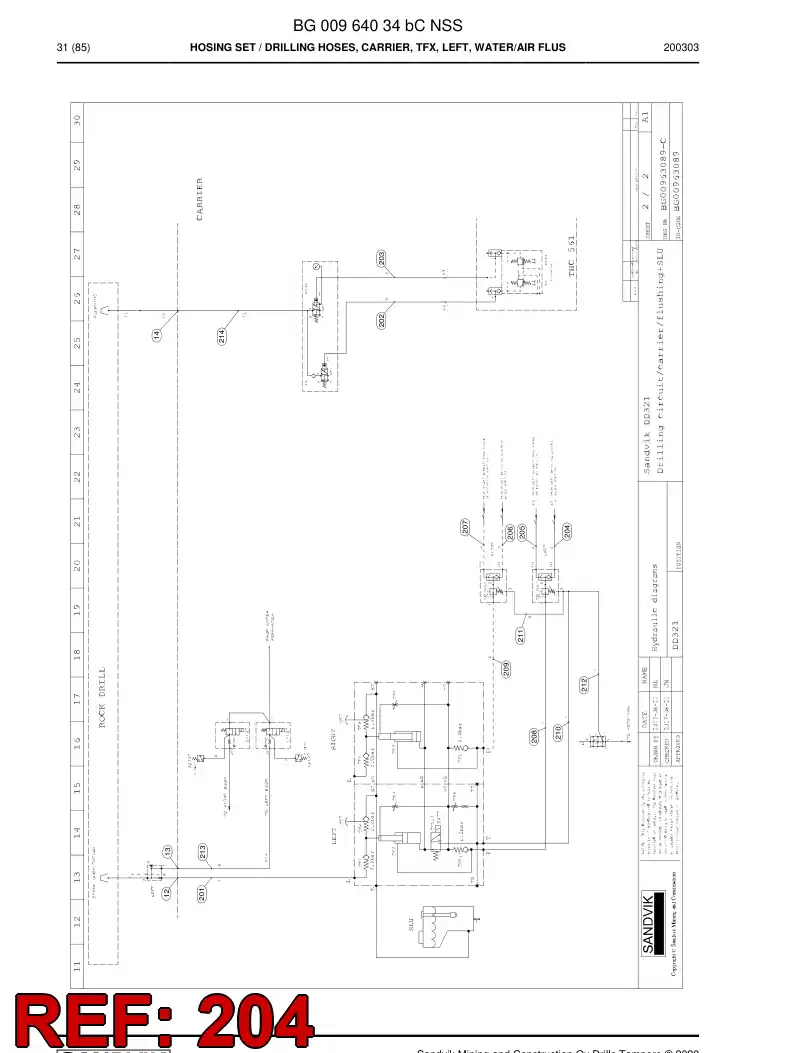 BG00280682a BG 002 806 82a Hose Assembly, Hydraulic - Sandvik Technical Drawing