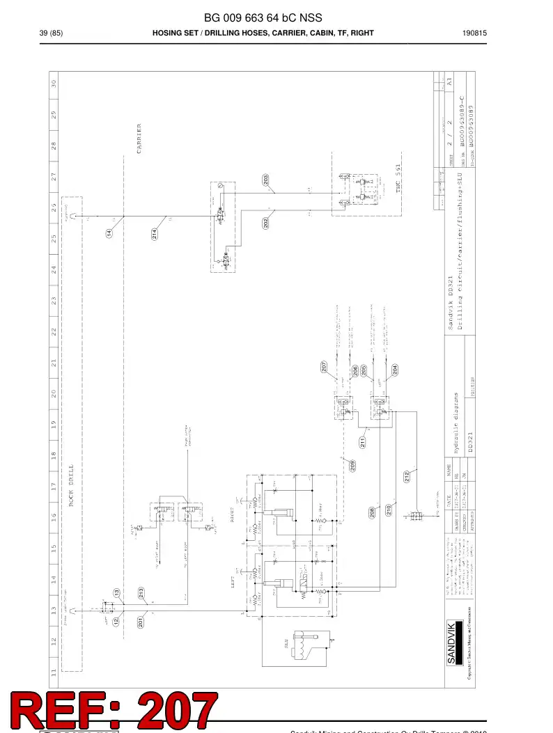 BG00280684a BG 002 806 84a Hose Assembly, Hydraulic - Sandvik Technical Drawing
